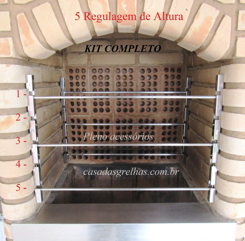 4 Suportes P/ Churrasqueira Inox Apoio De Espeto / Grelha 75