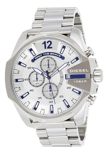 Diesel Dz4477 Mega Chief Reloj De Cuarzo Plateado Con Pantal