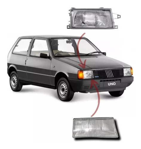 Lente Farol Uno Vidro 91 A 2003 Lançamento - Lado Direito