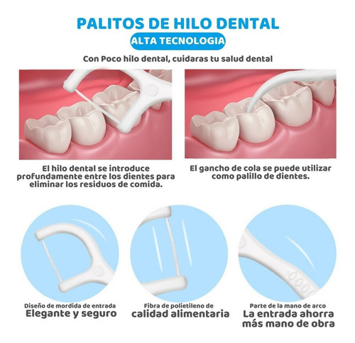 50 Sets De 100 Hilo Dental Limpieza Higiene Bucal Dientes