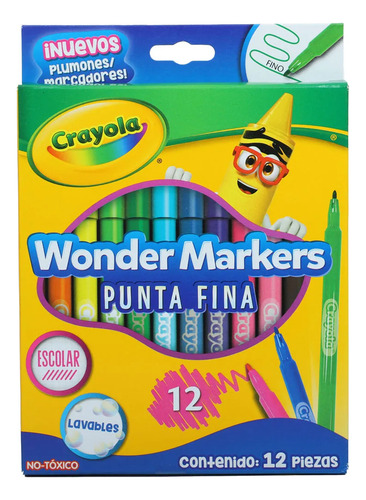 Crayola Marcadores 12 Lavables Unidades Punta Fina Escolares