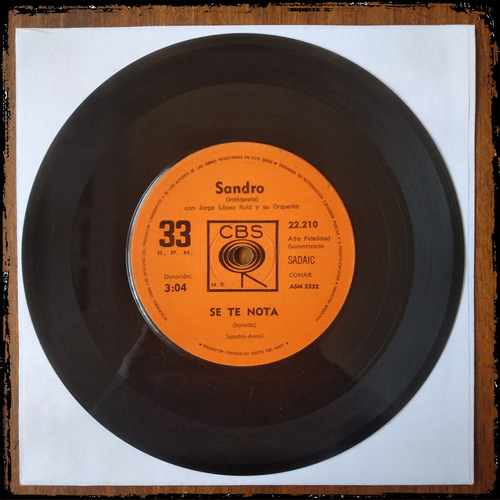 Sandro - Se Te Nota - Arg 1970 Cbs Vinilo Single