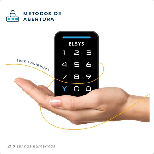 Fechadura Digital Sobrepor Elsys Dance Senha Campainha Vertical Direita/Esquerda