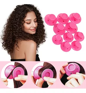 Rulos Rizadores Cabello Rizo Naturales Peinado Rapido Goma F Color Rosa