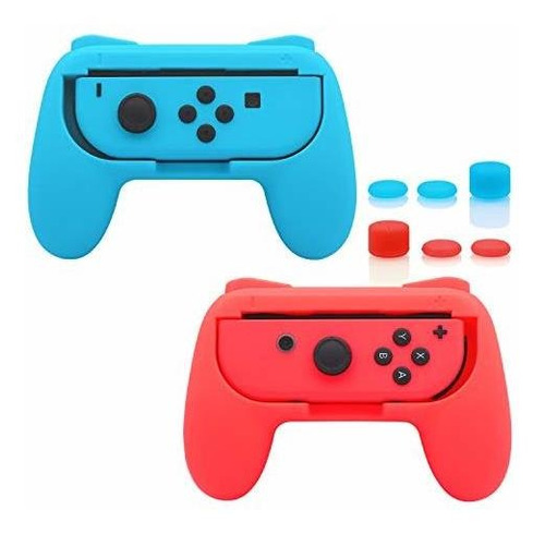 Grips Para Joycons De Nintendo Switch Color Rojo Y Azul Neon