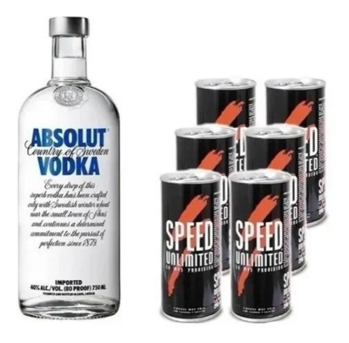 Vodka Absolut + 6 Speed Zetta Bebidas