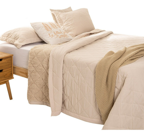 Cubrecama Quilt Chiporro Sherpa 2 Plazas Reversible Colores