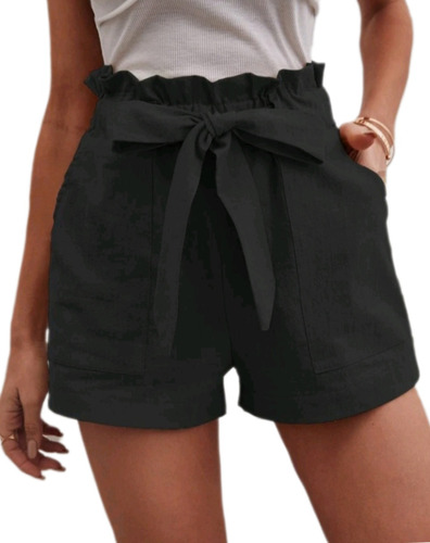 Shorts Shein Negro Con Cinturón Black