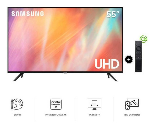 Imagen 1 de 2 de Tv Samsung 55 Pulgadas Smart Tv Crystal Uhd 4k Un557090 