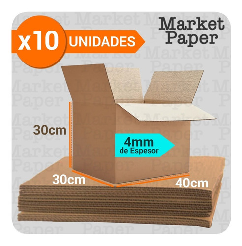 Imagen 3 de 10 de Caja Carton Embalaje 40x30x30 Mudanza Reforzada X10