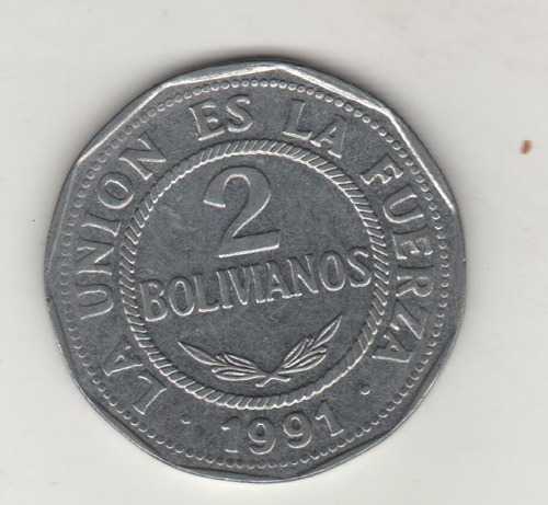 Bolivia Moneda De 2 Bolivianos Año 1991 Km 206.1 - Excelente