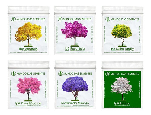 600 Sementes Ipê Branco Amarelo Roxo Rosa Verde Jacarandá