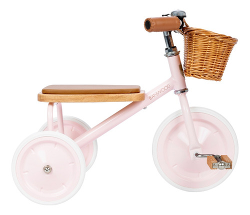 Triciclo + Accesorios Y Barra De Empuje Desmontable Banwood Color Rosa
