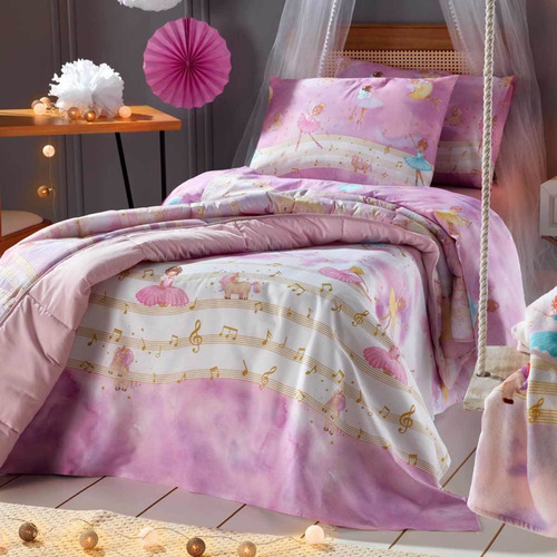 Jogo Cama 3 Pçs 100% Algodão Estampas Infantis Menina Kids