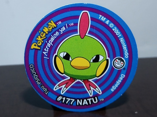 Tazo De Pokemón 3 #177 Natu Con Sticker Sin Despegar (: (Usado)