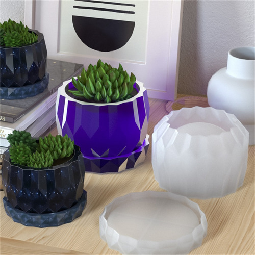Molde De Vaso De Suporte De Vela De Silicone De 2 Tamanhos C