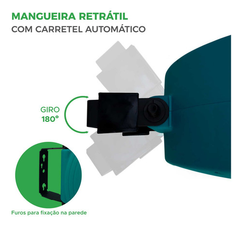 Enrolador Retrátil Automático C/ Mangueira De Água - 20m
