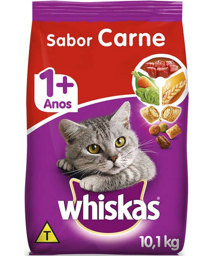 Ração Whiskas Carne Para Gatos Adultos 10.1kg