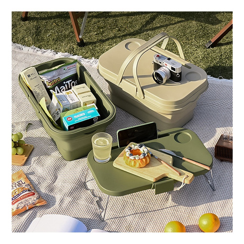 Cesta De Picnic Plegable Para Acampar Con Mesa Tipo Bandeja