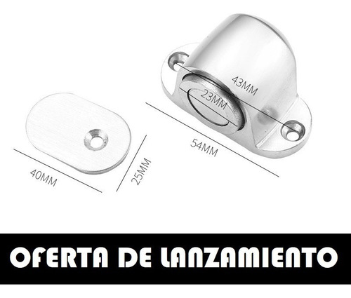 Imagen 2 de 6 de Tope De Puerta Magnético Acero Inoxidable, Amortigua Golpe