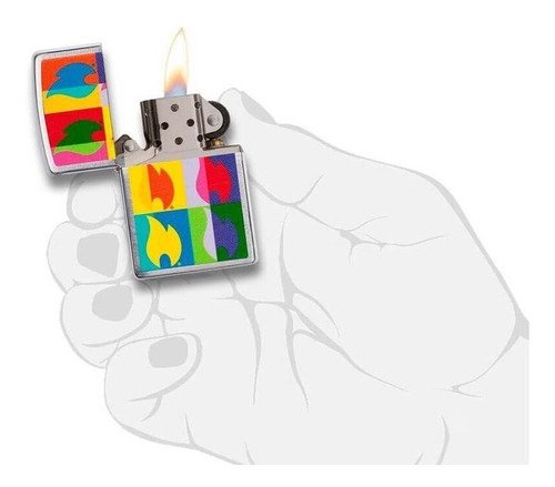 Encendedor Zippo 29623 Abstract Flame Metal Cepillado con Líquido