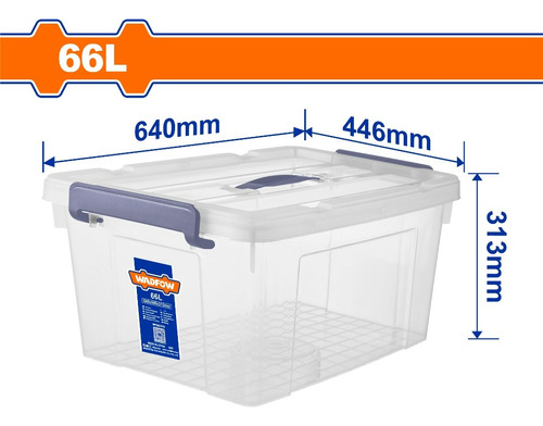 Contenedor Plastico Apilable Transparente 66l Wadfow Wtb2370