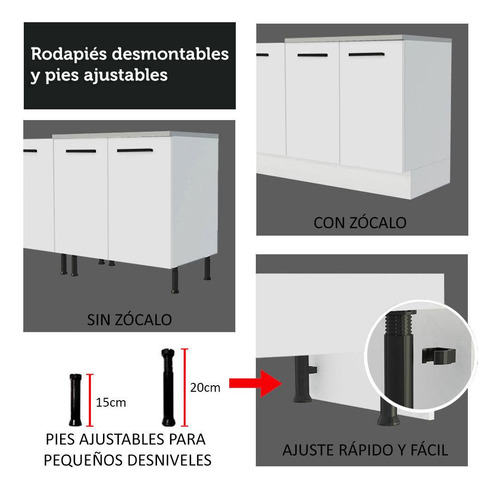 Gabinete Bajo Bufetera Madesa Agata 150cm Con Encimera Bb Color Blanco
