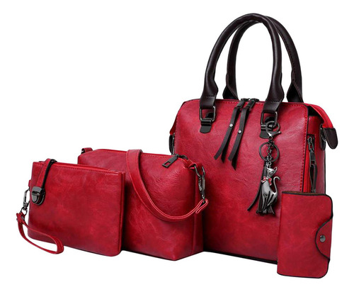 4 Unids / Set Bolsos De Moda Para Mujer, Bolso De Hombro,
