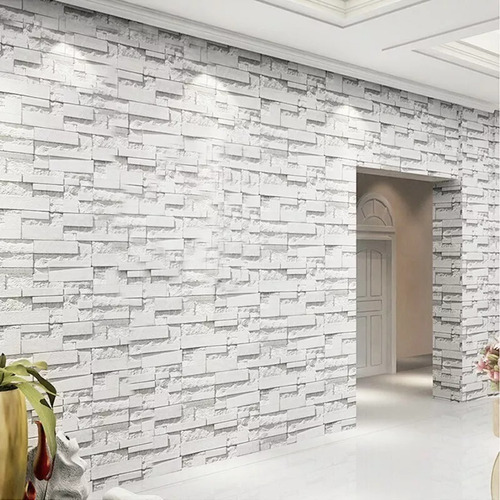 Imagen 8 de 8 de Papel Tapiz Ladrillos A Cuadros Gris Piedra Textura Moderno