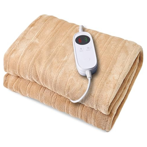 Heated Throw Blanket 50 X60 , Electric Blanket Beige Fl...