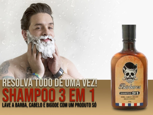 Shampoo 3 Em 1 Bárbaros Cosméticos - Barba Cabelo & Bigode