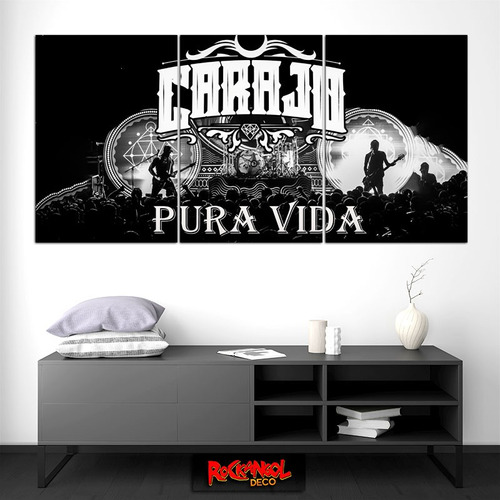 Cuadro Tríptico Carajo Pura Vida Rock Nacional Xl