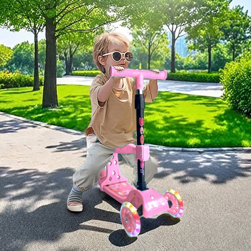 Patineta Scooter Infantil Con Luz Y Asiento Plegable 3 En 1