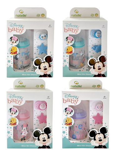 Imagen 3 de 3 de Kit De Regalo Mamadera, Chupete Y Portachupete Mickey Minnie