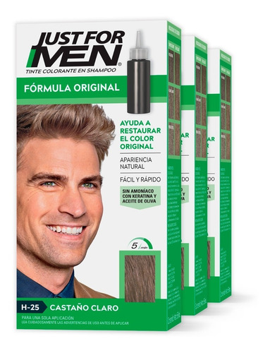 Tinte Just For Men Fórmula Original Castaño Claro 3-pack