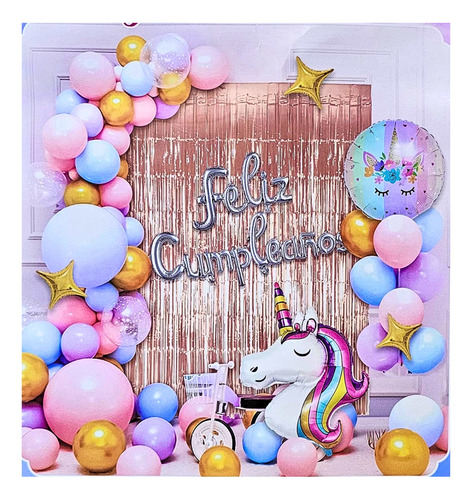 Kit De Decoración Para Cumpleaños Unicornio_okidoki