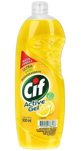 Detergente Cif Active Gel Limón Conc. Botella 750 ml X 2 Uni