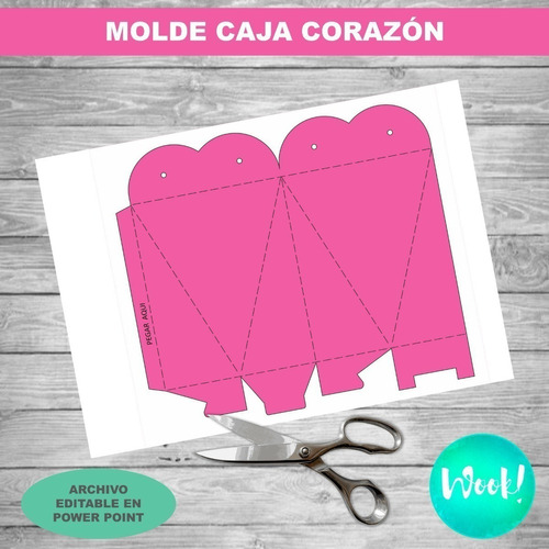 Kit Imprimible Molde Caja Corazón Editable + Papel Digital