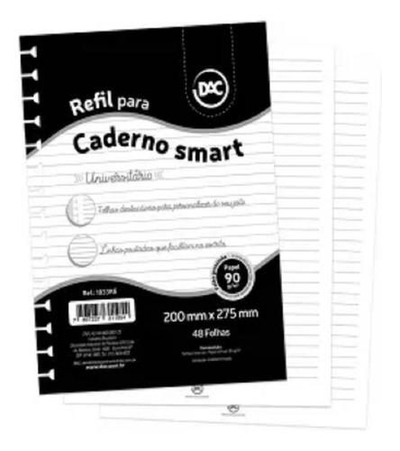 Refil De Folhas Pautada C/48fls Univ. P/caderno Smart - Dac