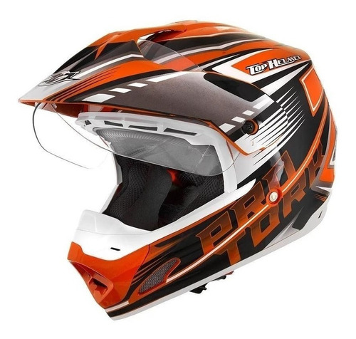 Capacete para moto  off road Pro Tork Th1  Adventure  branco e laranja adventure tamanho 56 