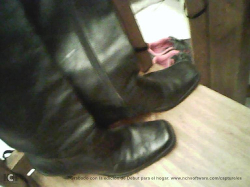 Botas Negras Taco Alto Cuero N°37