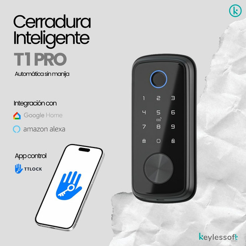 Cerradura Digital Teclado De Acceso Código Huella App Ttlock Negro