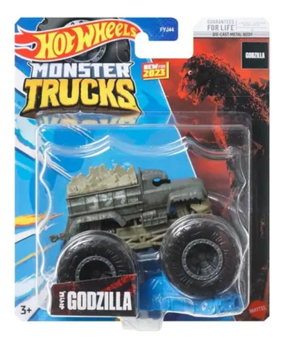 Carrito Hot Wheels Monster Trucks 1:64 para Mattel Fyj44, color Godzilla