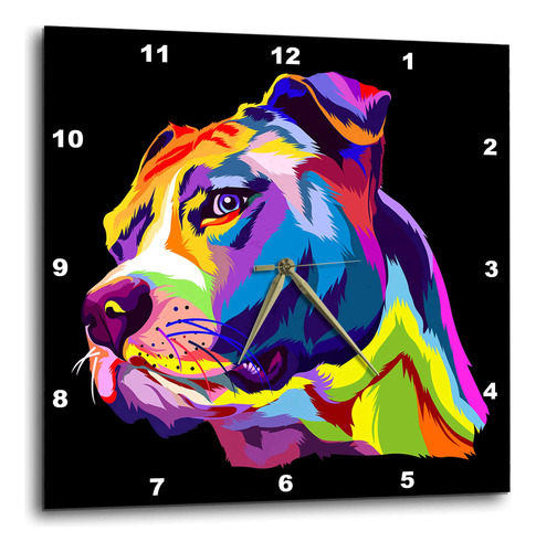 Reloj De Pared - Retrato Colorido De Una Mascota Perrit...