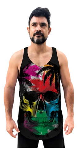 Regata Masculina Cavada Academia Masculina Tropical Skull