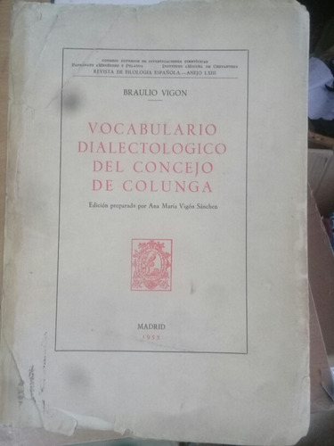 Vocabulario Dialectológico Del Concejo De Colunga B. Vigon