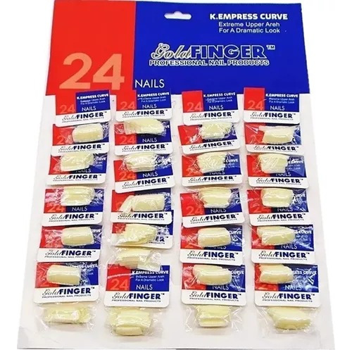 Kit 1 Cartela C/24 paquetes Unhas Gold Finger Atacado
