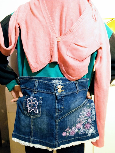 Remera Soy Luna+ Sueter+ Pollera De Jean