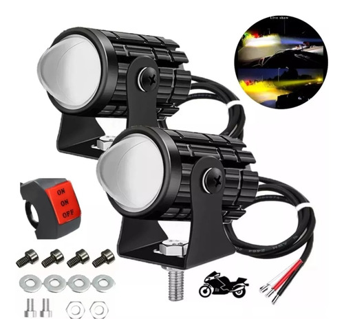 Faros Luces Led Para Motos Auto Doble Color Impermeable Par