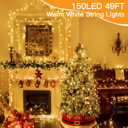 Luces De Navidad Shineshine 150 Led 15mts 8 Modos Fiesta Blanco